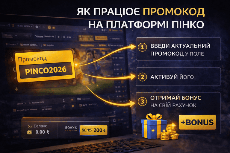 Як працює промокод на платформі Пінко з активацією бонусу, перевіркою умов і нарахуванням доступної акційної пропозиції